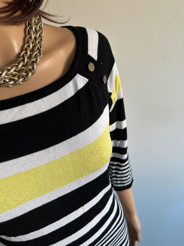 Pull rayé avec manches 3/4 Morgan taille S bon état - photo numéro 6