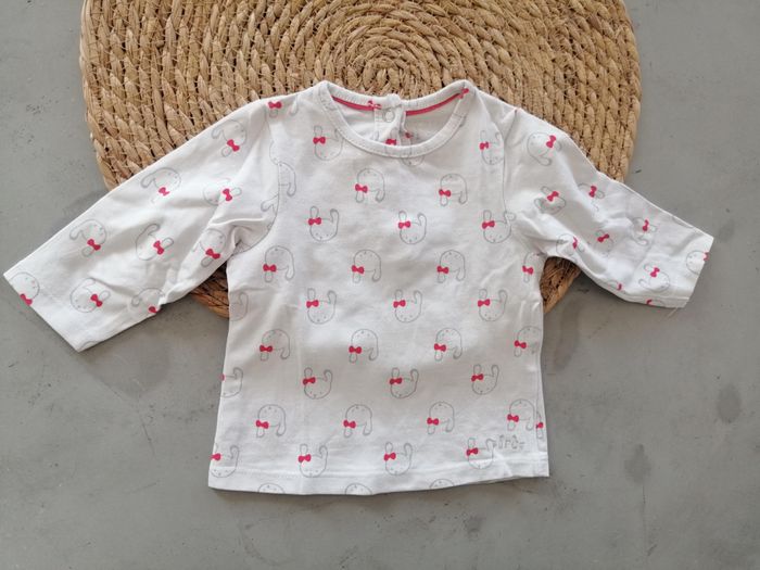 Tee-shirt manches longues avec motif lapins pour fille 3 mois