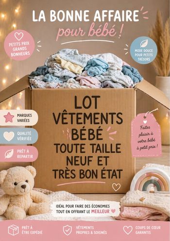 👶 Lot Bébé 50 Pièces Naissance à 4 Ans – Neuf & Très Bon État – Marques