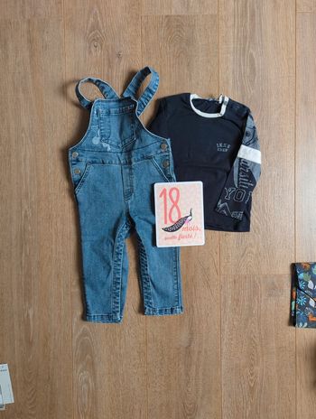 Ensemble salopette jean Tshirt garçon IKKS 18 mois