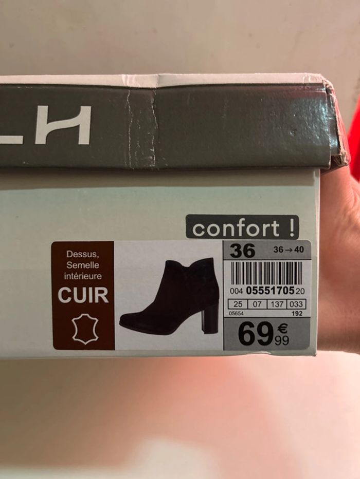 Bottines neuves noir cuir toucher velours nubuck - photo numéro 14