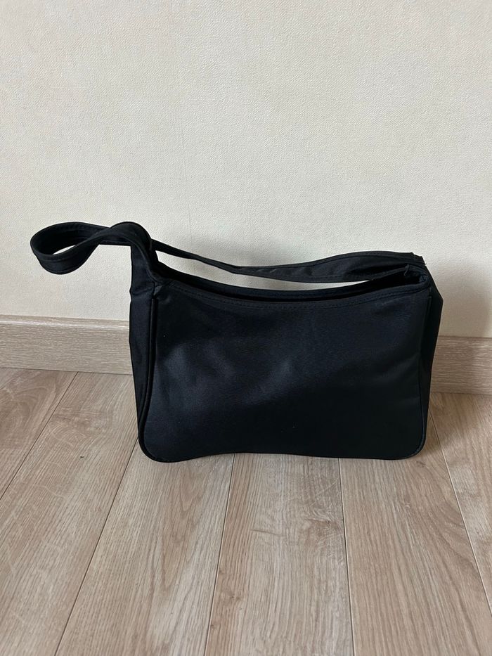 Sac bandoulière noir en tissu 30x20