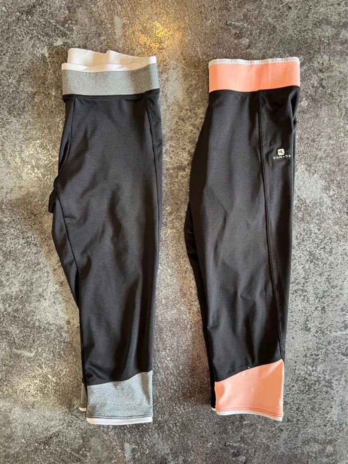 Lot 2 legging 3/4 femme Domyos taille S Set women leggings Lotto leggings donna 2er Damen Leggings