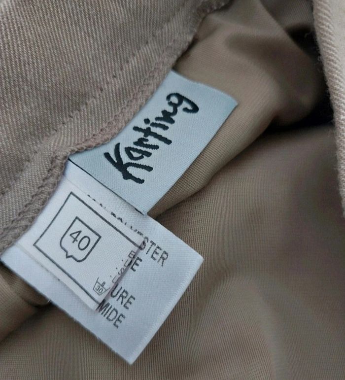Jupe de tailleur kaki-beige taille haute 40 - photo numéro 4