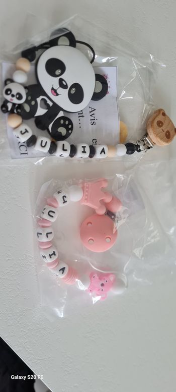 2 attache sucette personnalisé julia