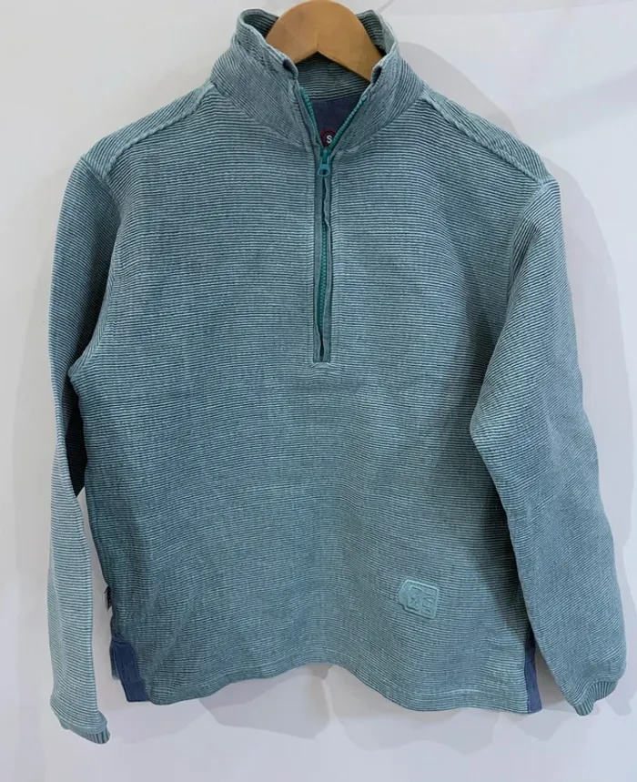Half Zip pullover Mens S vintage ribbed blue