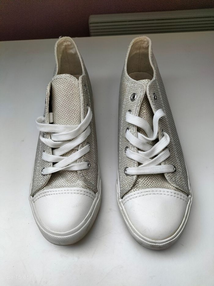 Basket blanc cassé effet pailletés taille 40 - photo numéro 2