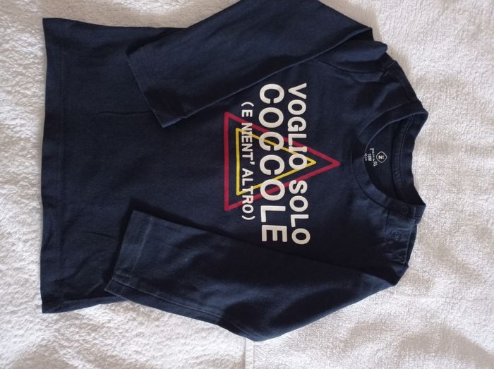 Marc grain du blé taille 18 mois 80 cm pull bleu avec du pression sur l'épaule super polo super petit pull à manches longues