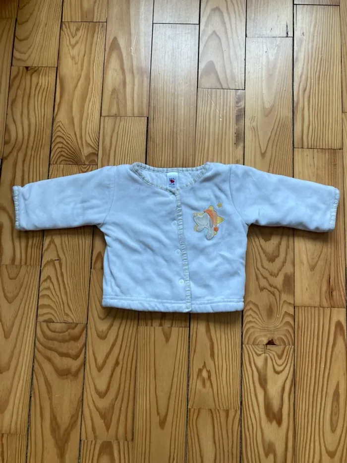 Veste chaude boutonnée 6 mois coton velour snoopy