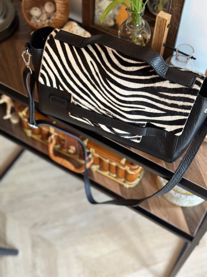 Sac en cuir à bandoulière zèbre – fabrication italienne - photo numéro 6