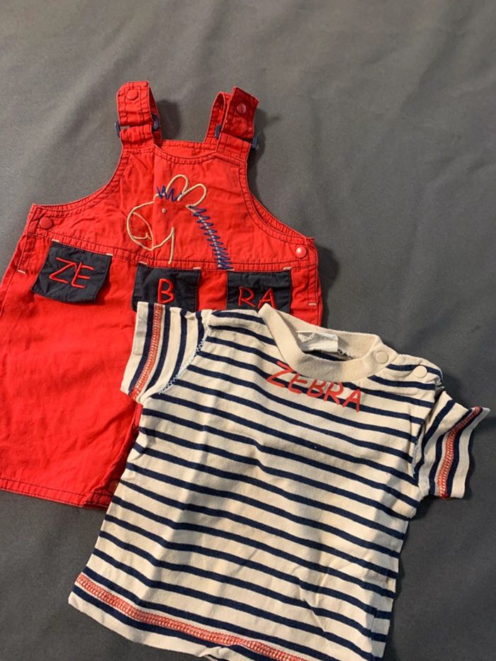 Ensemble Zébra salopette rouge et maillot zébré 1 mois - photo numéro 8