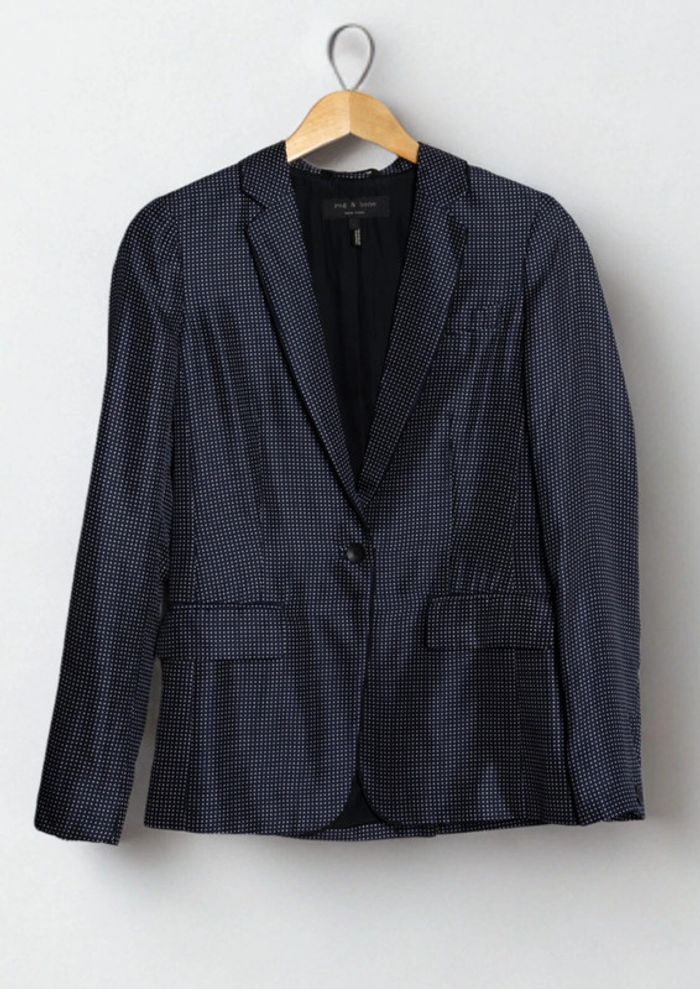 Veste blazer motif pois Blazer jacket polka dots 100% soie silk Rag & Bone Size XS