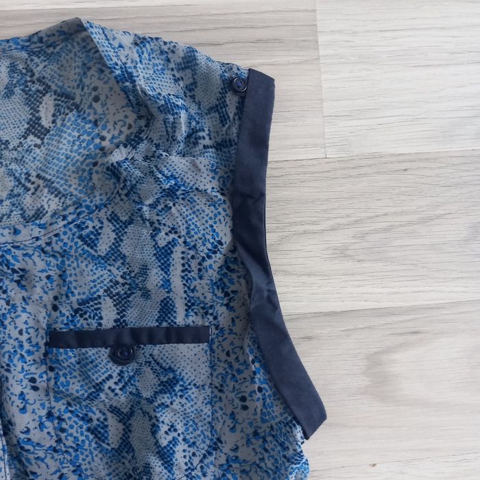 Robe mi-longues sans manches imprimée bleu Tex Woman taille 38 - photo numéro 4