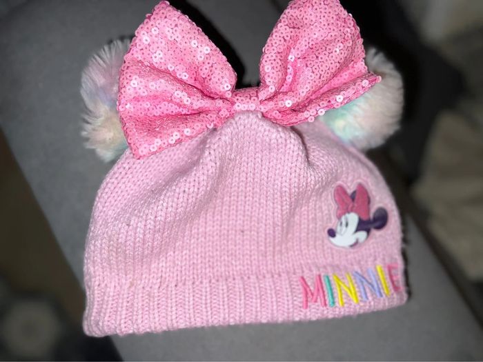 Bonnet hiver Disney store Minnie pompon rose noeud fille 2 - 3 ans - photo numéro 2