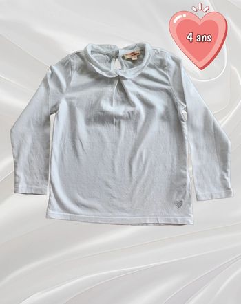 Haut manches longues blanc fille 4 ans
