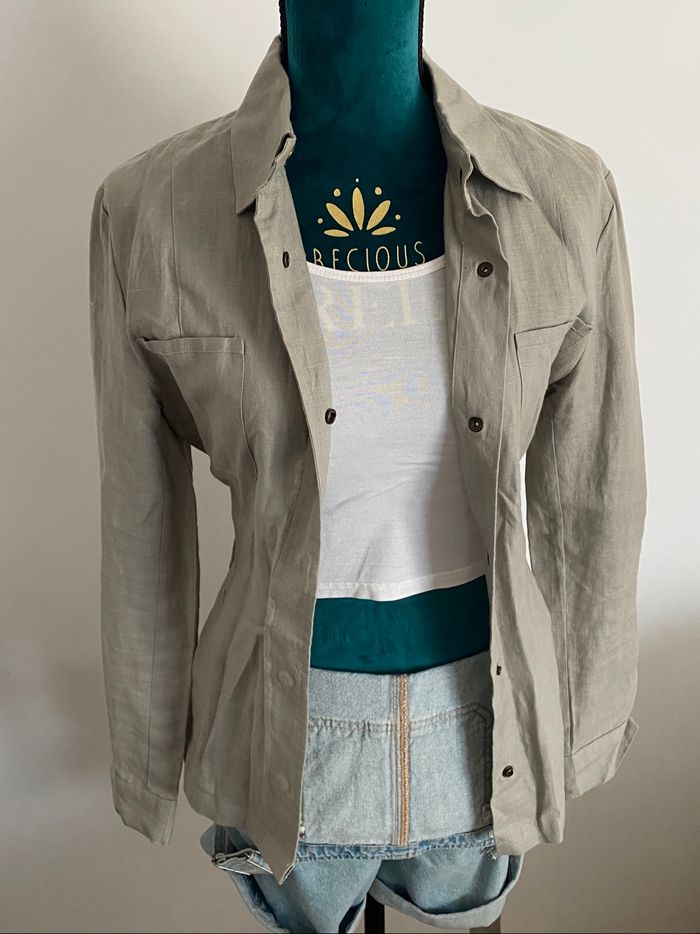 Veste Automne Lin Grise  Autre Ton - photo numéro 3
