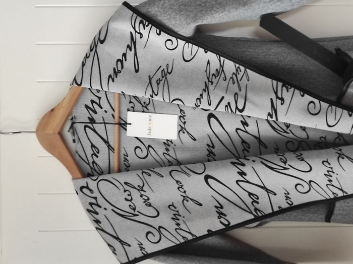 Manteau long femme gris & noir – Taille S (étiquette M) – Neuf avec étiquette - photo numéro 2