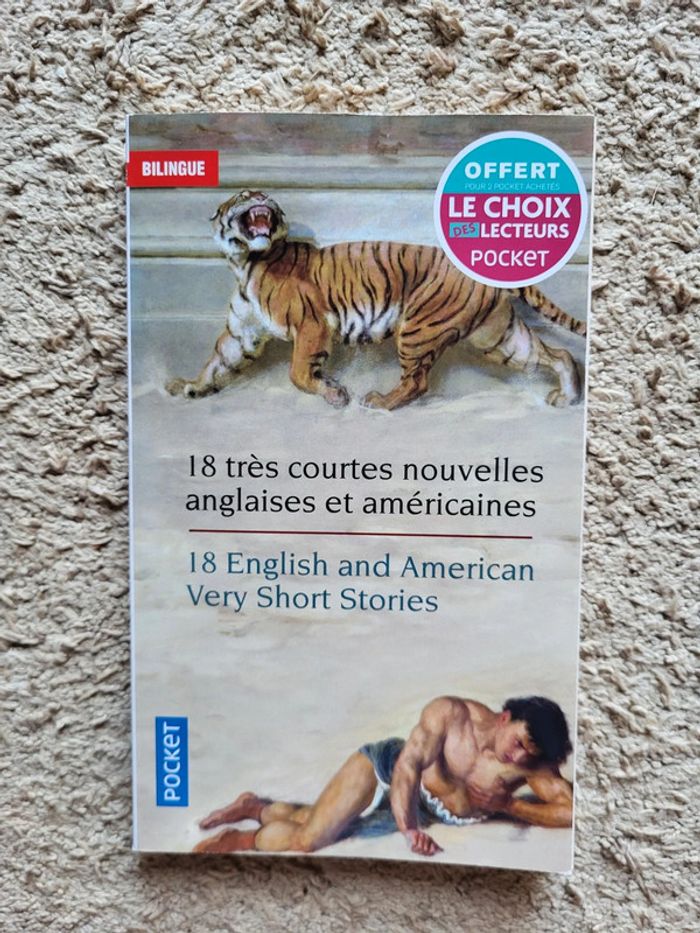 Livre bilingue Français / anglais 18 très courtes nouvelles anglaises et américaines