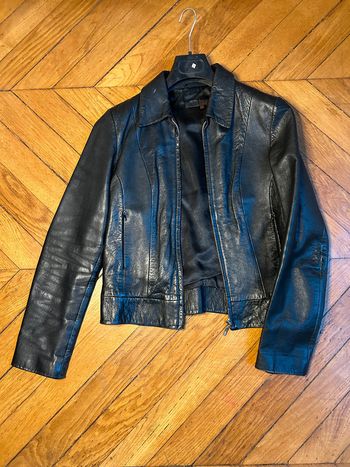 Veste en cuir véritable Zara taille 38/40, couleur noire