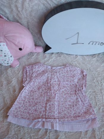 Tee shirt tunique chemise manches courtes Fille 1 mois Fleurs Tissaia 100% coton