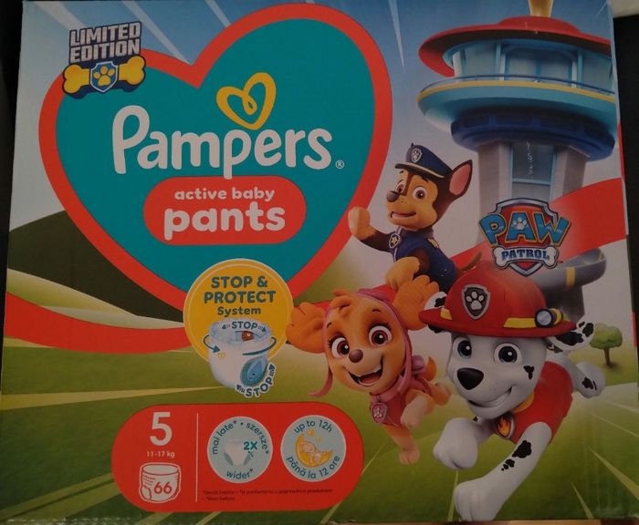 Lot de 66 couches Pampers active pants taille 5 patte patrol