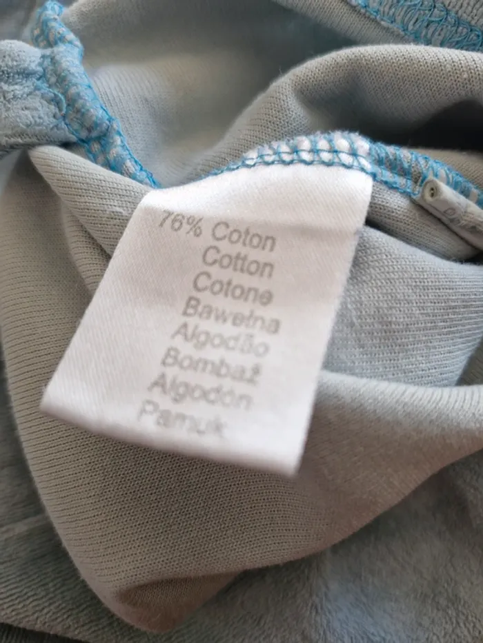 Ensemble pyjama garçon 3 ans Tissaia Oursons & étoiles bleu gris à rayure coton polyester - photo numéro 7