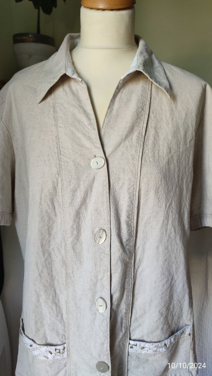 Chemise beige lin & coton JAC-JAC T48 - photo numéro 3