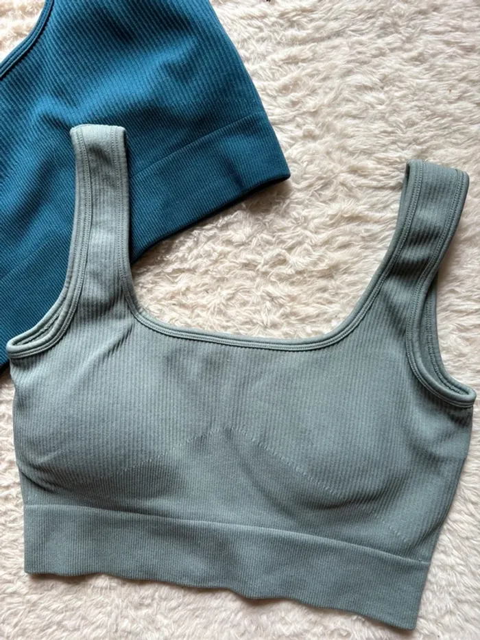 Lot de 2 brassières - bleu et verte - photo numéro 4