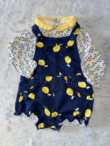 Ensemble Obaibi C&A Tshirt col Claudine salopette  12 18 mois