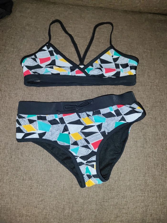 Maillot 2 pièces noir blanc 10 ans firefly