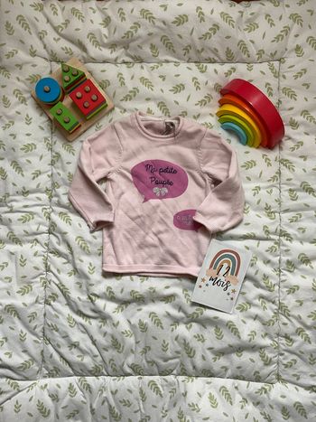 pull léger rose inscription devant 12 mois orchestra