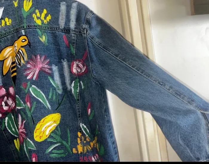 Originale Veste en jeans peindre à la main , M/ L , Neuf - IVIVI - photo numéro 14