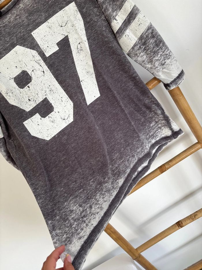 t-shirt à manches 3/4 gris et blanc - fb sister taille S - photo numéro 5