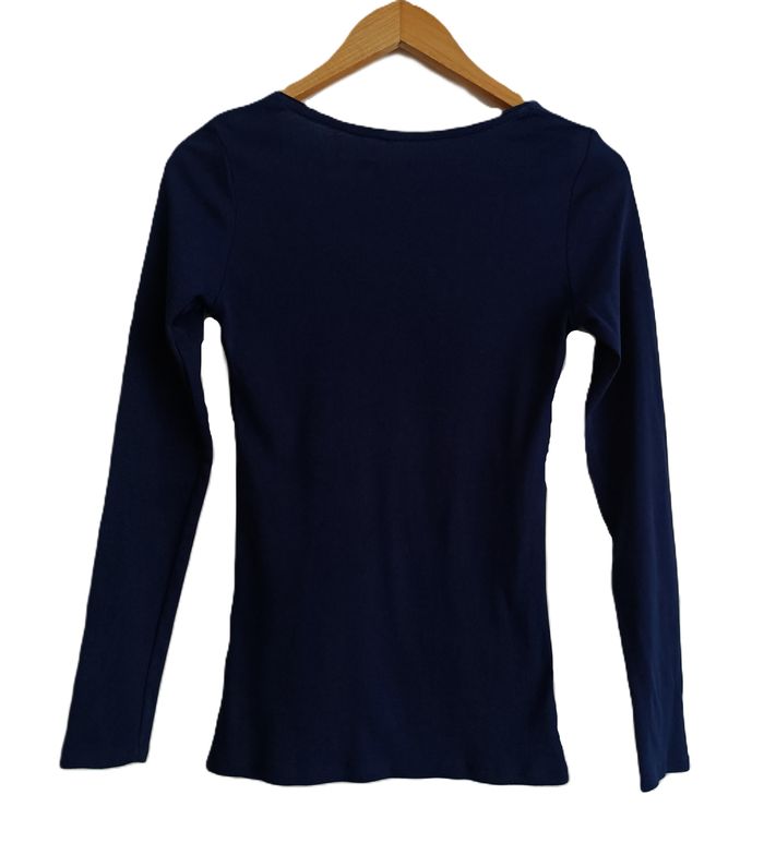 T shirt bleu marine à manches longues. Camaïeu. Taille 34 /36 - photo numéro 6