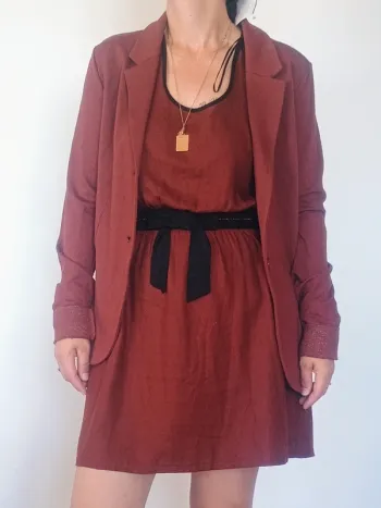 veste longue Marron Chic Neuve L