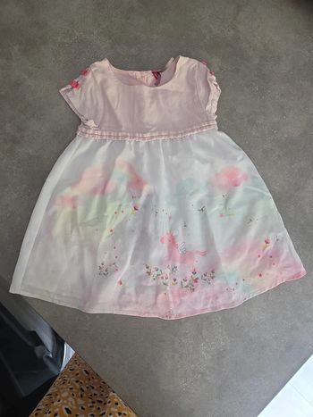 Robe été bébé fille rose blanche licorne T18mois TBE orchestra