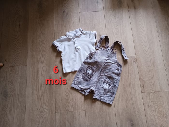 Ensemble salopette short + polo 6 mois