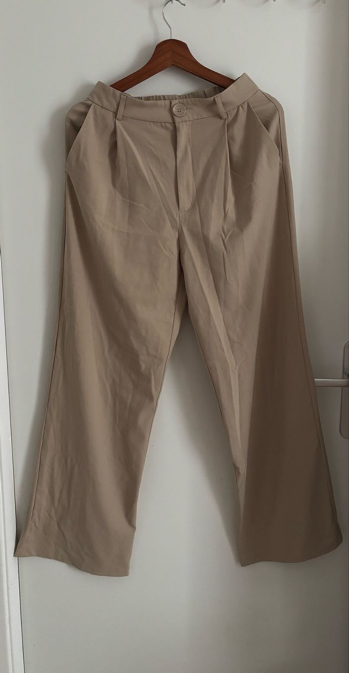Pantalon à jambes larges beige/marron clair S/M - photo numéro 3