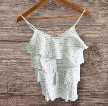 Top épaules dénudée débardeur blanc turquoise jaune sessun taille 36 S