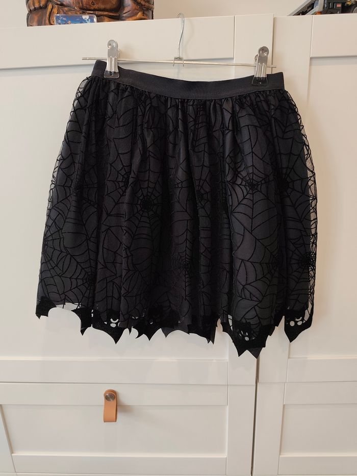 Jupe noire halloween doublure toile d'araignée