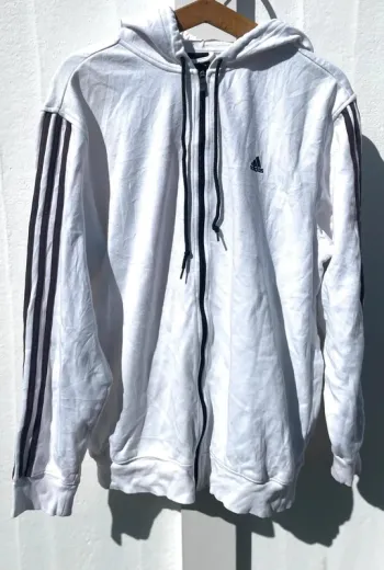 Adidas cotton full zip jacket black white Mens L