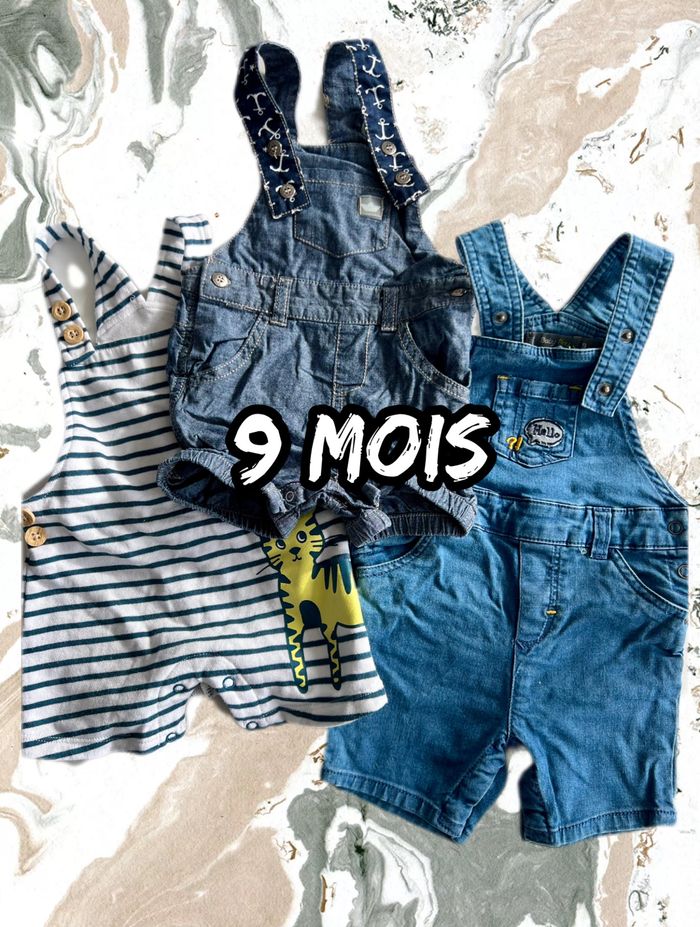 Lot salopettes garçon 9 mois très bon état