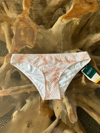 Bas de maillot de bain Roxy femme blanc beige tropic feuille