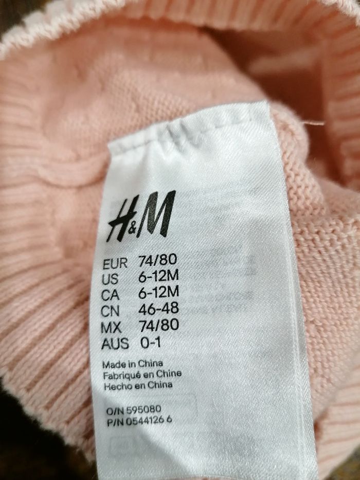 Bonnet fille en maille rose H&M 6-18 mois - photo numéro 2