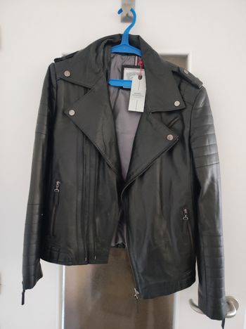 Veste en cuir noir dericompagny