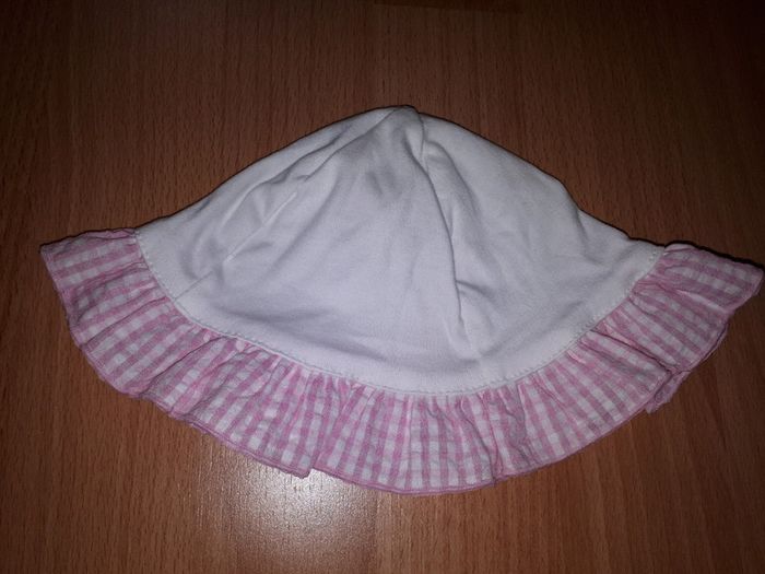 Chapeau de soleil bébé blanc et rose - photo numéro 3