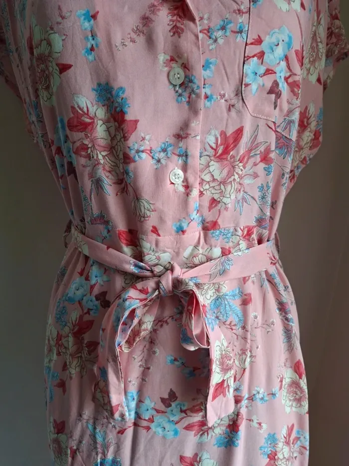 Robe longue rose à motifs Escandelle, neuve, taille L - photo numéro 2
