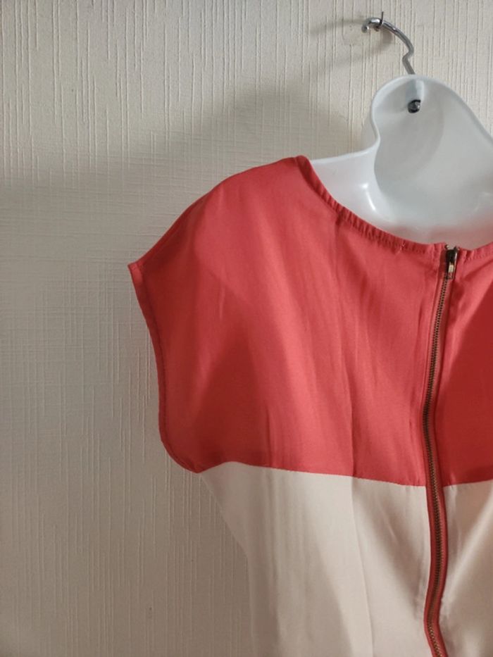 Blouse manches courtes Dolls S corail et beige - photo numéro 8