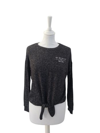 Pull fin à nouer gris chiné femme M