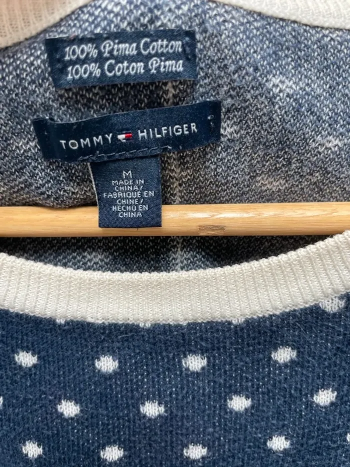 Tommy Hilfiger Pullover polka dots navy blue white Womens M - photo numéro 3